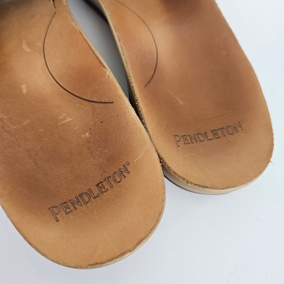 Pendleton Womens Sandals Brown Leather Aztec Carico Lake Black Tribal Slip On 8M - Picture 2 of 8